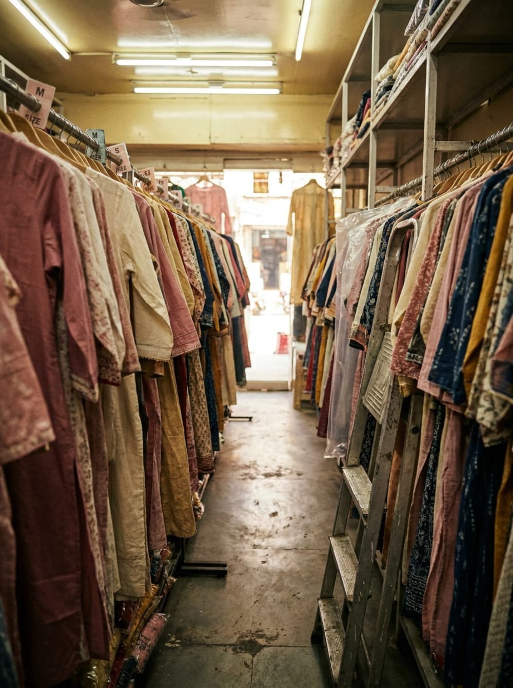 Rails of kurtis in the store